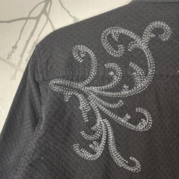 Wrangler Rock 47 Black Swirl Embroidered 100% Cotton Western Shirt - Picture 4 of 7